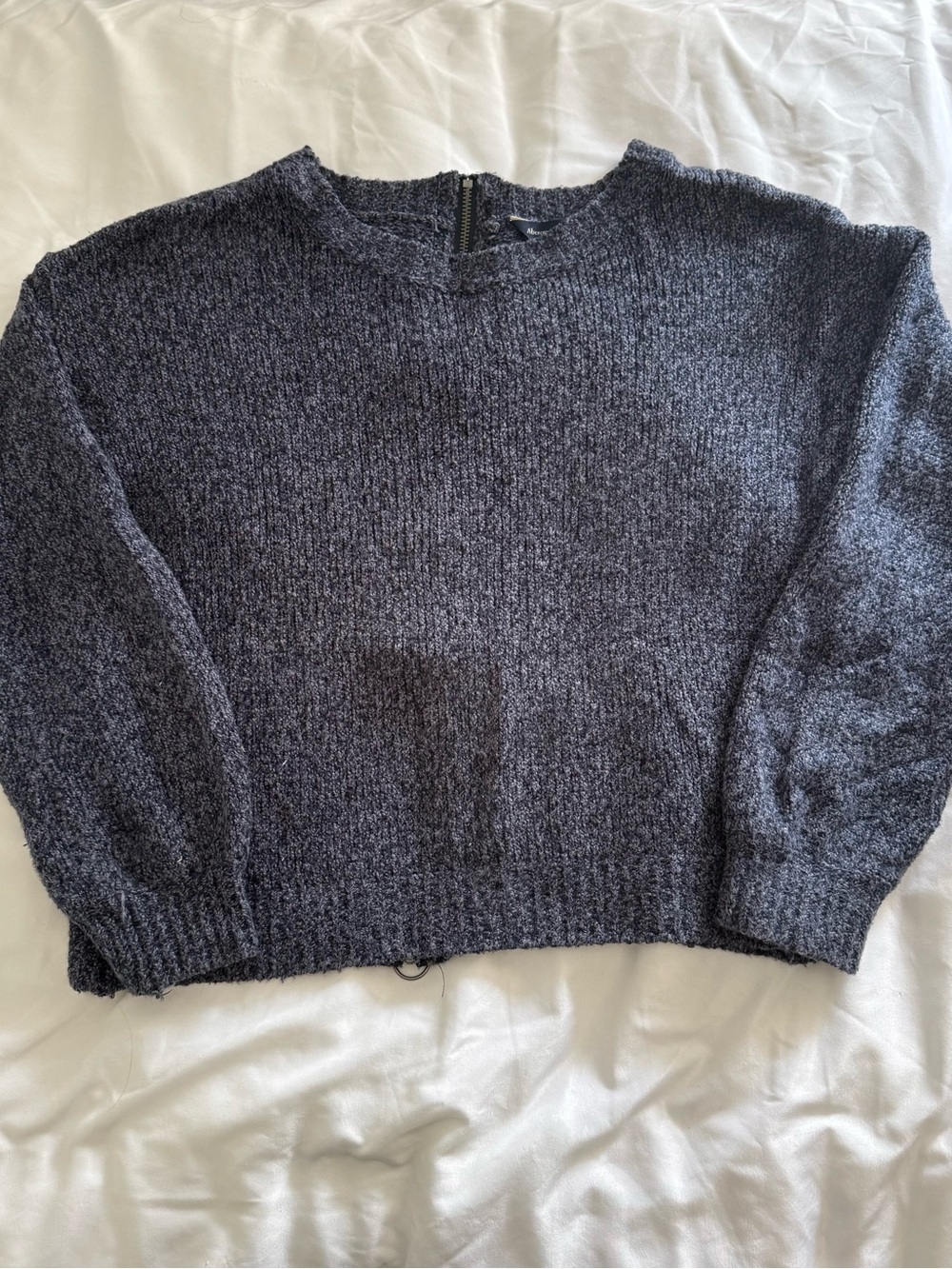 Abercrombie & Fitch Full Zip Back Marled Knit Sweater Charcoal Gray Small